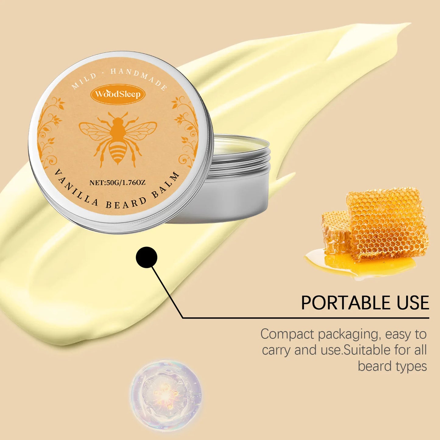 Beard Care Cream Moisturizing Facial Hair Growth Dashing Soften Moustache Beard Grooming Product Gentlemen Beard Styling Wax