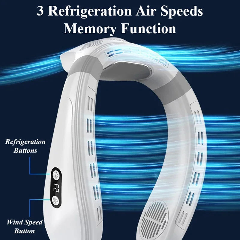 New Neck Air Conditioner Portable Neck Fan Rechargeable Semiconductor Cooling Bladeless Fan Outdoor Personal Fan Wearable Cooler