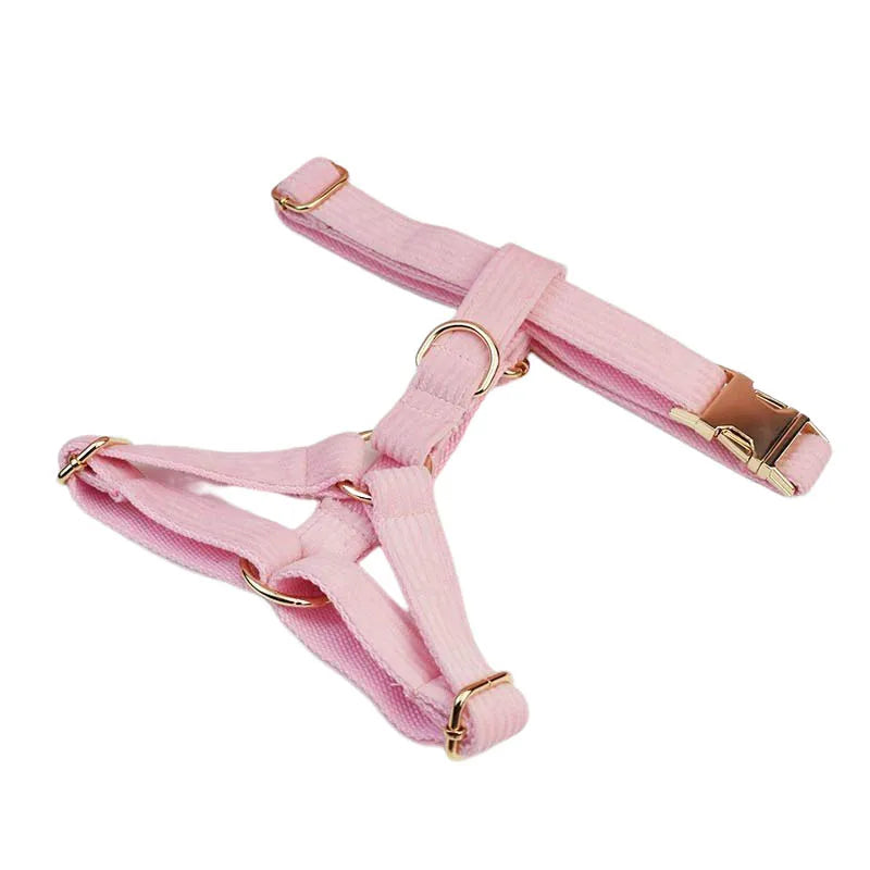 Pink Corduroy Dog Collar And Leash Set For Dogs Custom Engraved Nameplate Pet Supplies Dog Leash Corduroy07