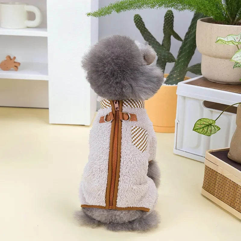 Towable Pet Jumpsuit with Buckle Winter Warm Puppy Dog Suit Clothes for Small Dogs Yorkshire Shih Tzu Overalls mascotas Clothing