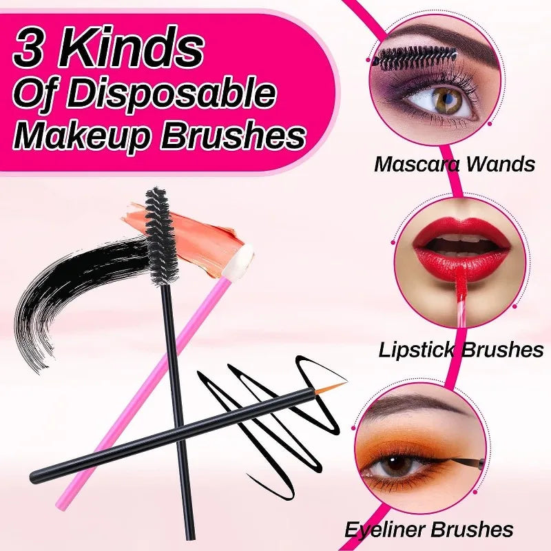 281 pcs Makeup Accessories with Makeup Applicators Triangle Disposable Lip Applicators, Eyeliner Brushes Makeup Tools