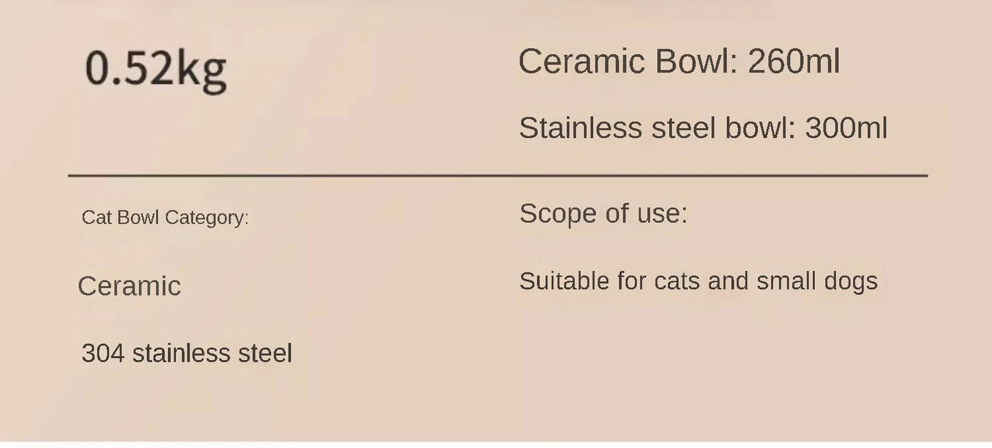 Smart Cat Bowl, Neck Protection, Ceramic Stainless Steel with Lid Cat Food Bowl, Infrared Sensor Auto Open Cover Smart Feeder