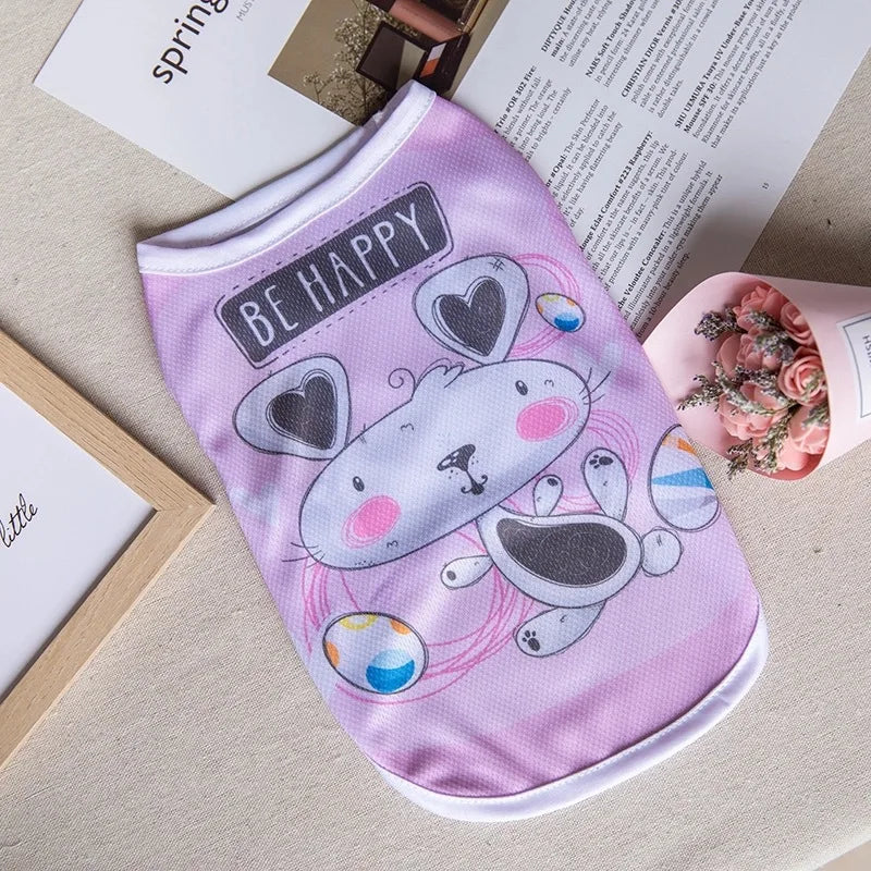 1 PC Lightweight Summer Vest for Pets Chihauhua XS-XXL Big Dogs Clothing Ice Felt Overall Cartoon No Fading Pet Cat Overalls