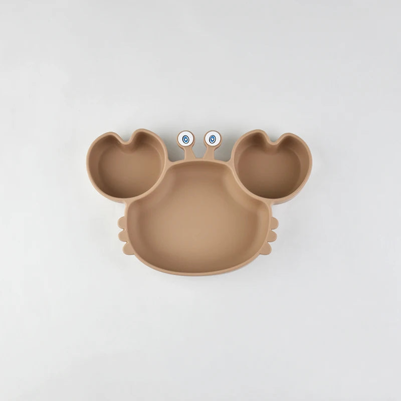 Food Grade Silicone Meal Plate Cartoon Toddler Plates Independent Feeding Training Anti-Drop Complementary Food Bowl Baby Stuff