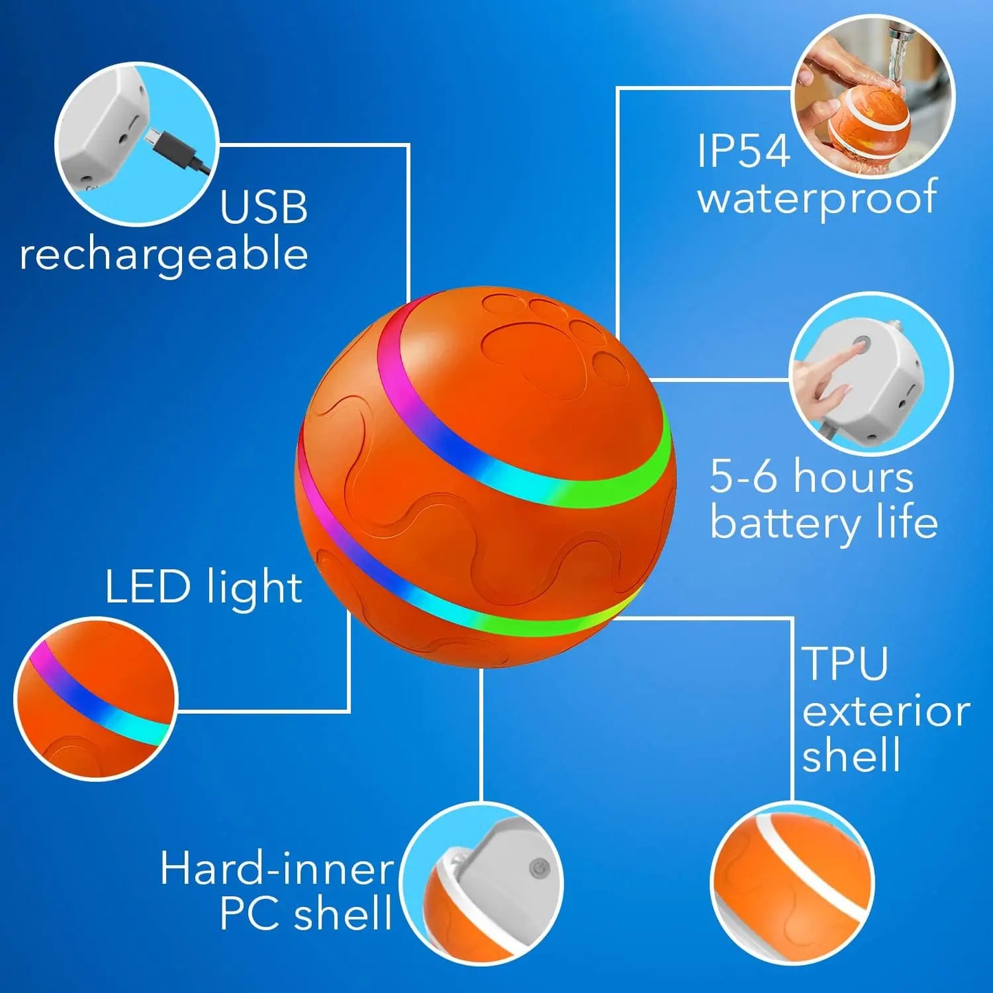 Interactive Dog Toy Ball with Remote Control, Active Rolling Ball for Dogs,Wicked Ball for Small Medium Large Dogs pet toys