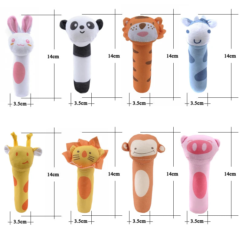 Baby Plush Rattle Cartoon Animals Crib Mobile Bed Bell Toys 0-12 Months Infant Toddler Early Educational Toy for Newborn Gifts
