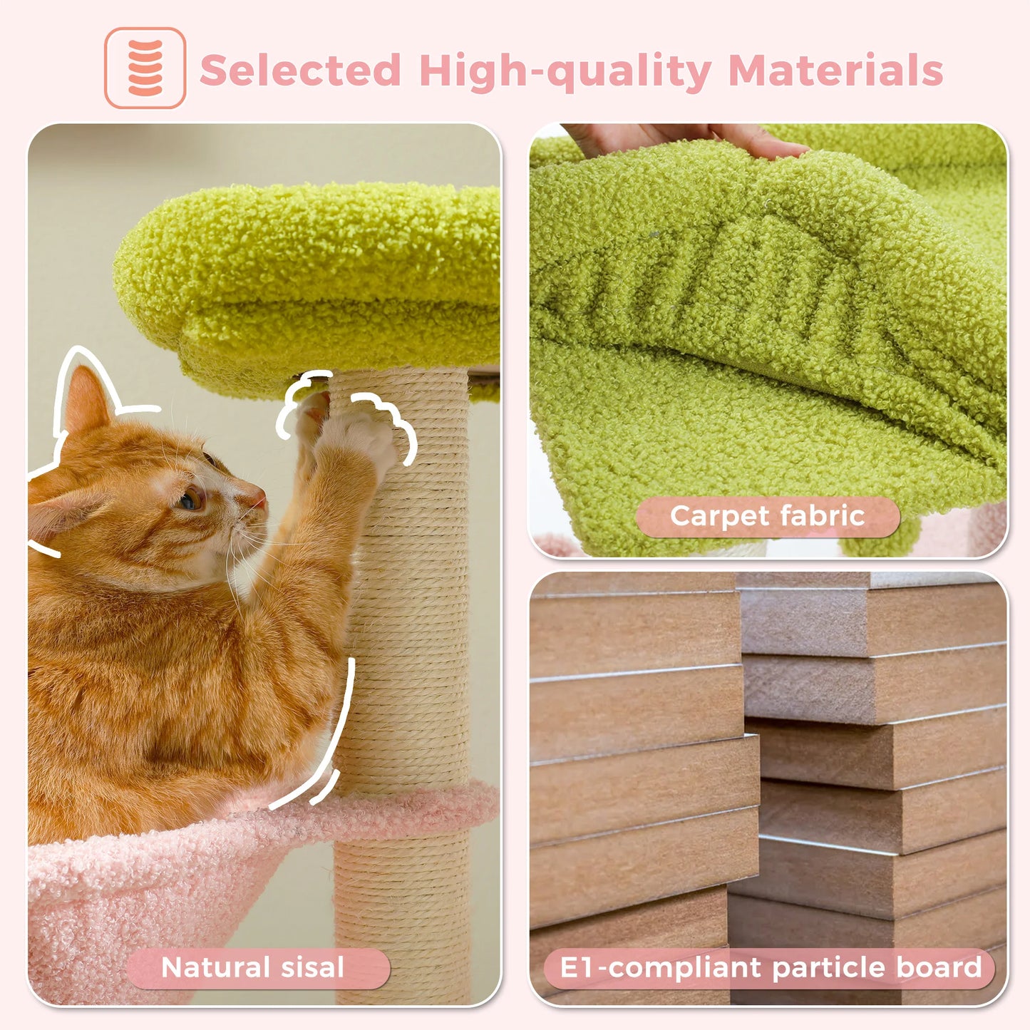 Cat Tree Cute Cat Tower with Padded Top Perch Comfy Hammock Private Condo Fully Scratching Post and Dangling Bell Ball