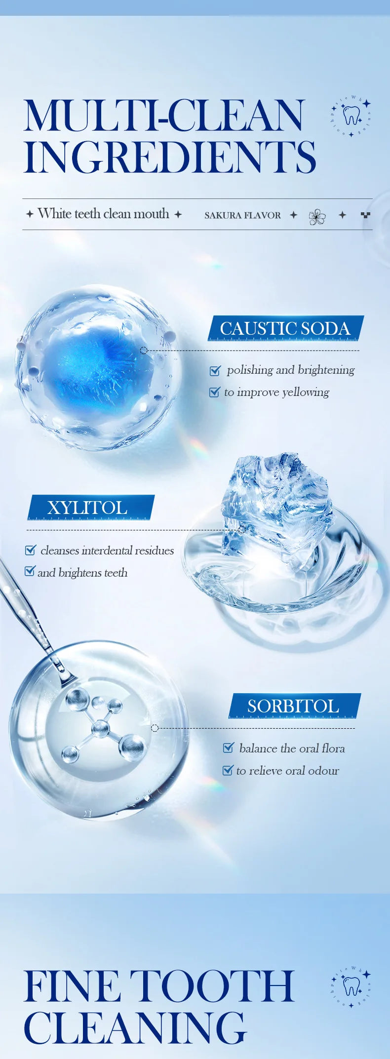 Sakura Flavor Solid Toothpaste Tablets Healthier Teeth Gums Teeth Whitening Remove Smoke Stains Fresher Breath Oral Care