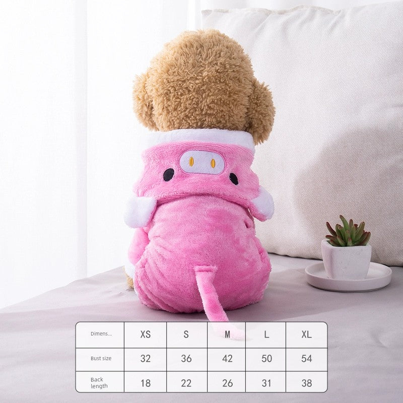 Cat Clothes Tiger Outfit Thermal Cotton-Padded Clothes Kitten Blue Cat British Shorthair Muppet Autumn and Winter Pet Dog Four-Legged Clothes