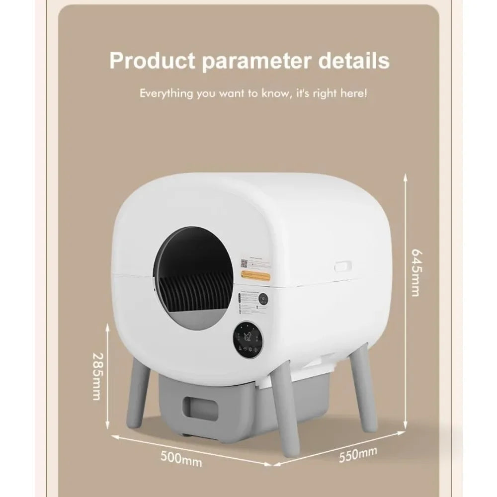 Smart Automatic Cat Litter Box: Self-Cleaning, Quiet Operation, 95L Large Capacity with Odor Control, Multi-Cat Friendly