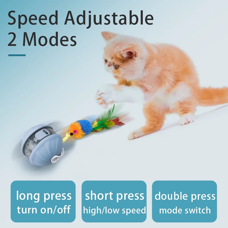 Upgraded Cat Interactive Ball Toys Infrared Automatic Rolling Ball Tail Rechargeable Smart Pet Toy Cat Training Imitate Mouse