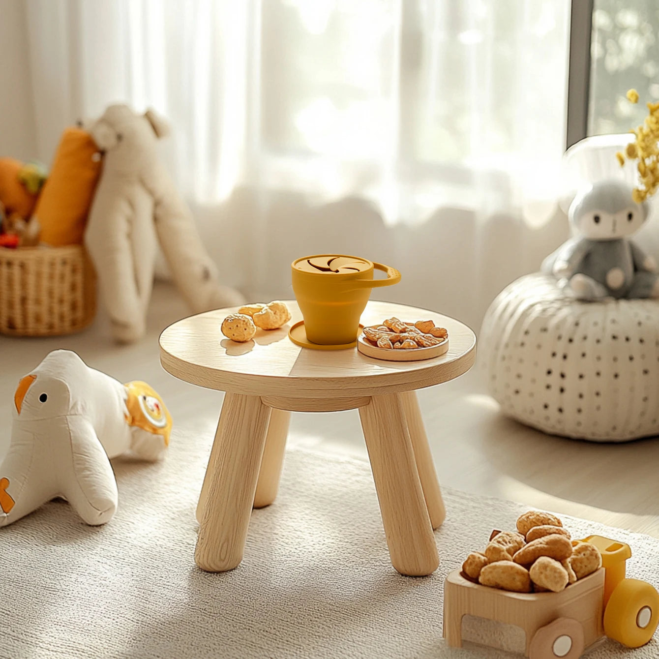 1PCS Baby Silicone Tableware Collapsible Snack Cup Baby Shower Gift Portable Baby Snack Box Feeding Trianing Baby Food Storage