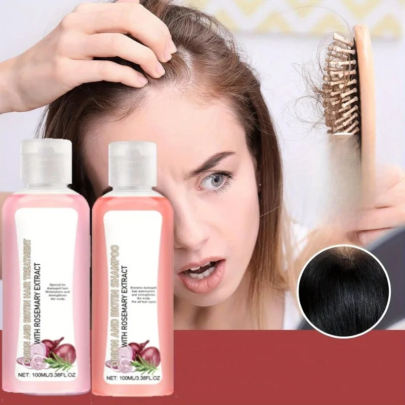 Onion Biotin and Rosemary Shampoo and Conditioner Set Deeply Moisturize and Smooth Nourishes Hair Roots Improves Hair Quality