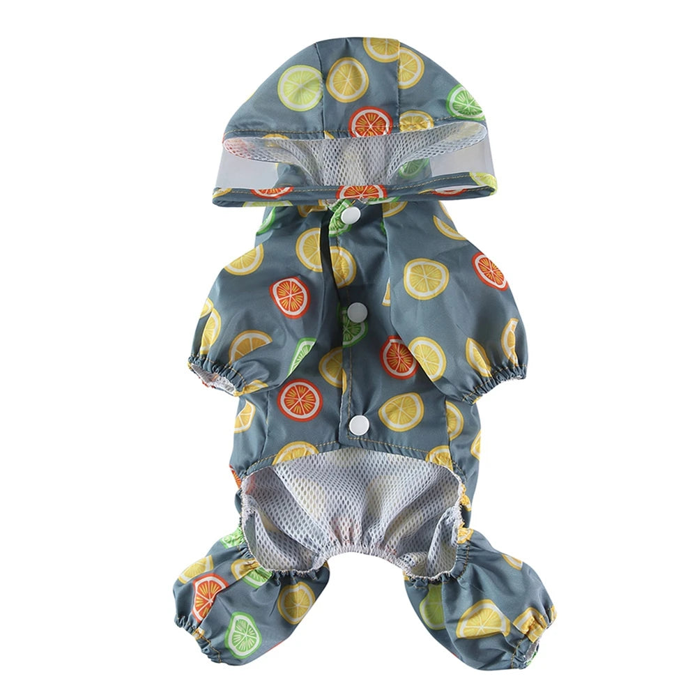Dog Raincoat Dog Hooded Poncho 4 Legs Dog Rain Jacket with D Leash Ring Waterproof Dog Rain Clothes for Small Medium Dogs