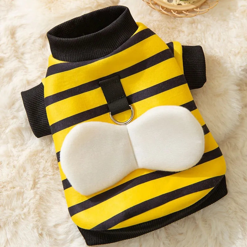 Pet Halloween Costume Honey Bee Role Play Hoodie with Buckle or not Dogs Cats Party Cosplay Funny Outfit Clothes with Hat or not