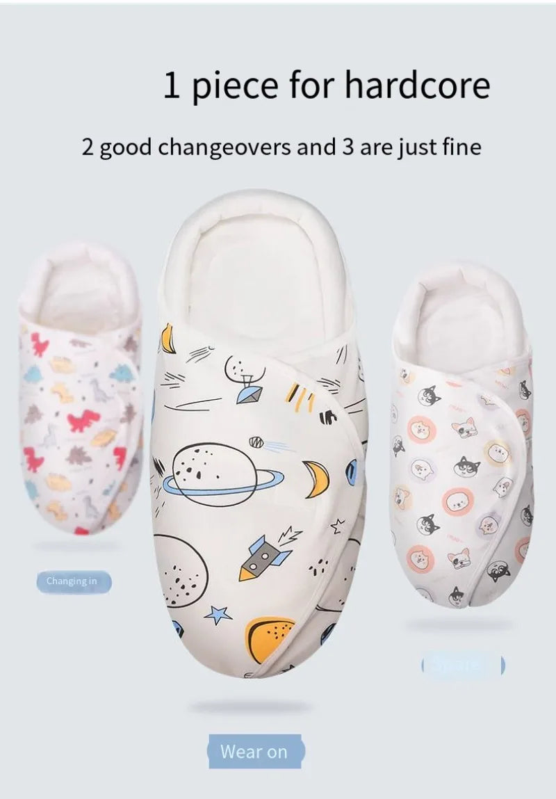 Newborn Baby Swaddle Wrap Adjustable Newborn Hat Set Anti-kick Swaddle Warm Soft BlanketSuitable for Babies Aged 0-3 Months