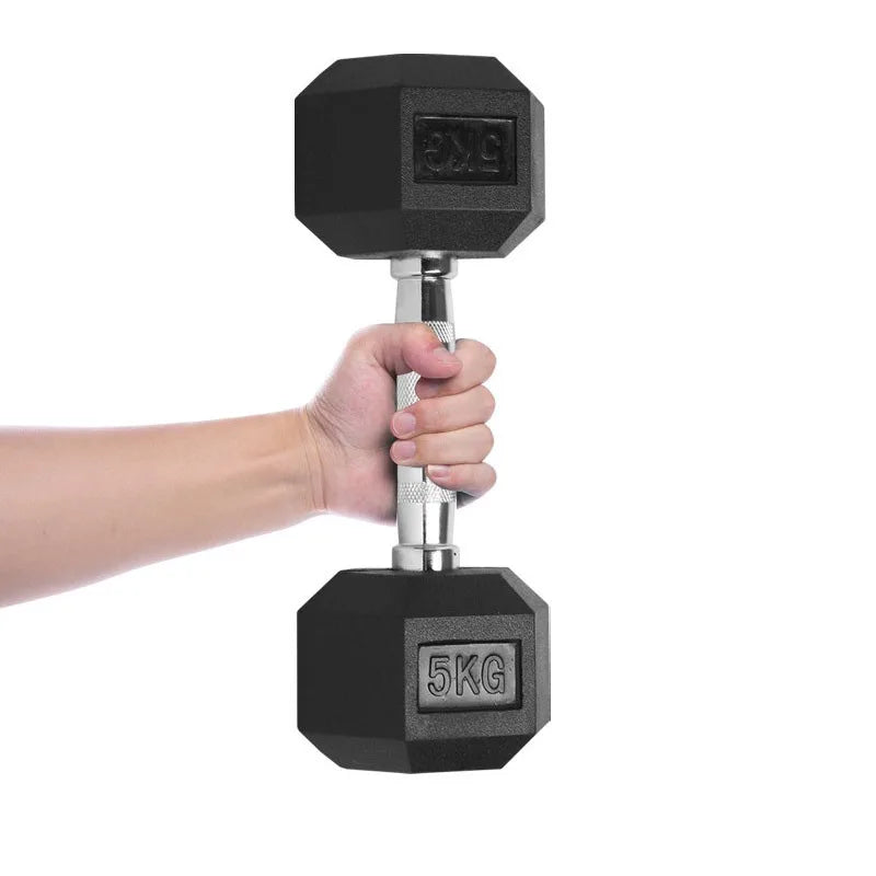 High-Quality Rubber Hexagonal Dumbbells Set 10lbs for Home Gym Weight Training Exercise Equipment 5KG