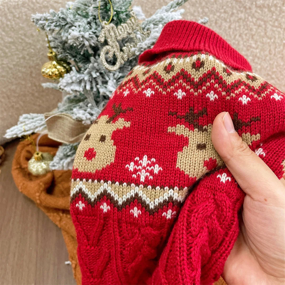 Dog Winter Clothes Pet Christmas Red Sweaters Sleeveless Gingerbread Reindeer Pattern Soft Warm Fall Winter Cats Dogs Clothes