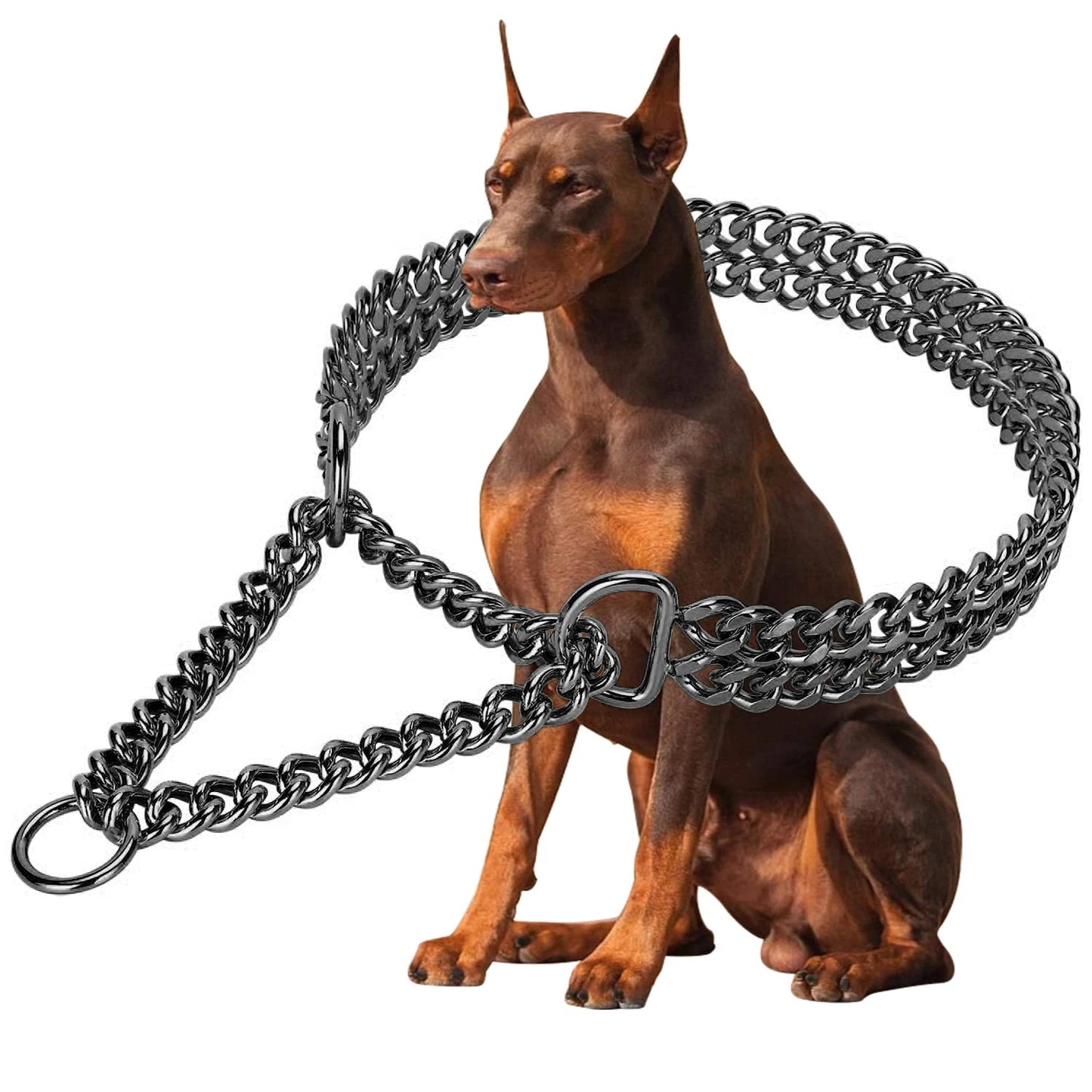 Double Row Gold Dog Chain Collar Stainless Steel Chew Proof 18K Training Pet Chains Collars for Medium Large Dogs
