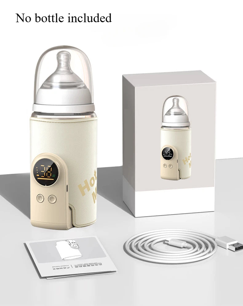 USB Multifunctional High-capacity Baby Feeding Bottle Smart Temperature Control Warmer Screen Newborn Baby Bottle Warmer Sleeve