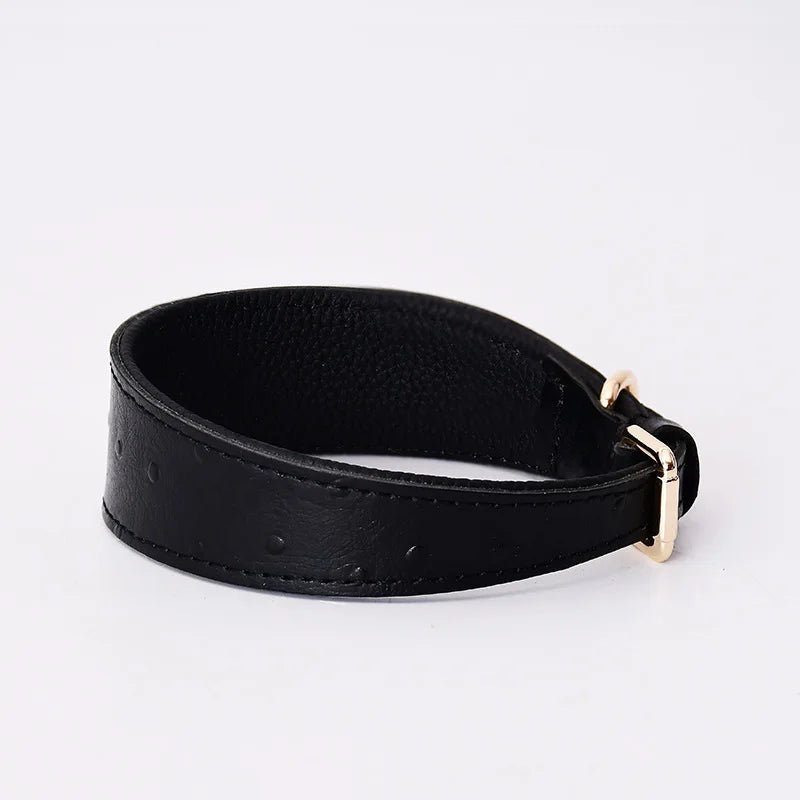 Leather Dog Collar Fashion Solid Color Ostrich Pattern Adjustable Pet Neck Ring Suitable For Small Large Dogs Kitten Puppy Items