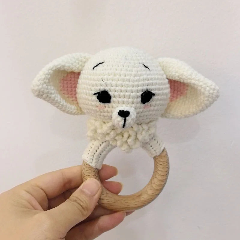 Baby Security Blanket Towel Feeding Bib Soft Towel Cotton Burping Cloth Infant Shower Gift Knitted Lovely Animal Rattle Sleep To