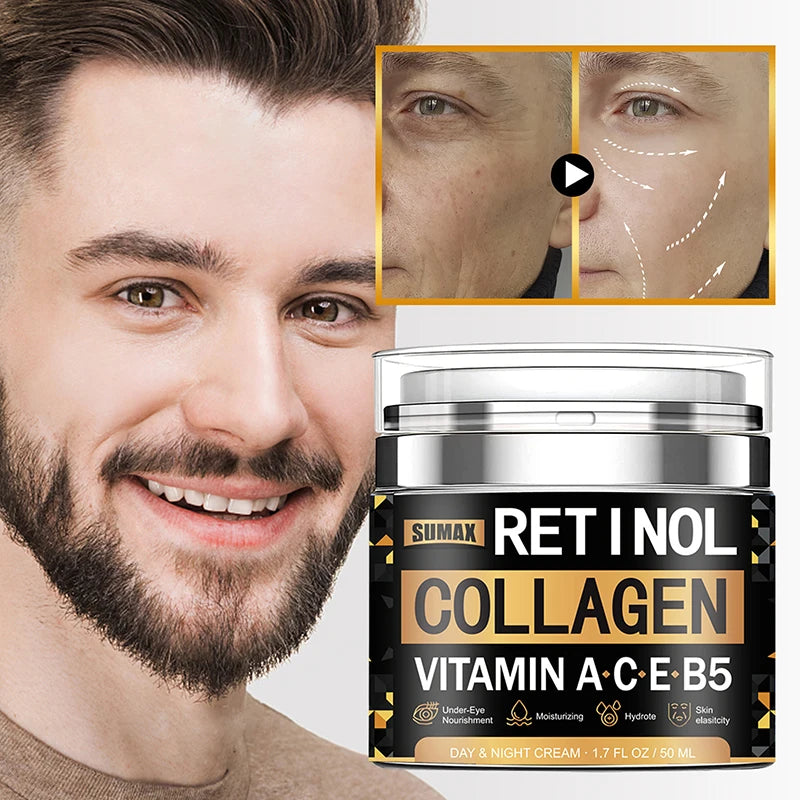 Retinol Collagen Face Cream Skincare Smooth Wrinkles Moisturizing Brightening Hydrating Firming Facial Face Men Women Cosmetics