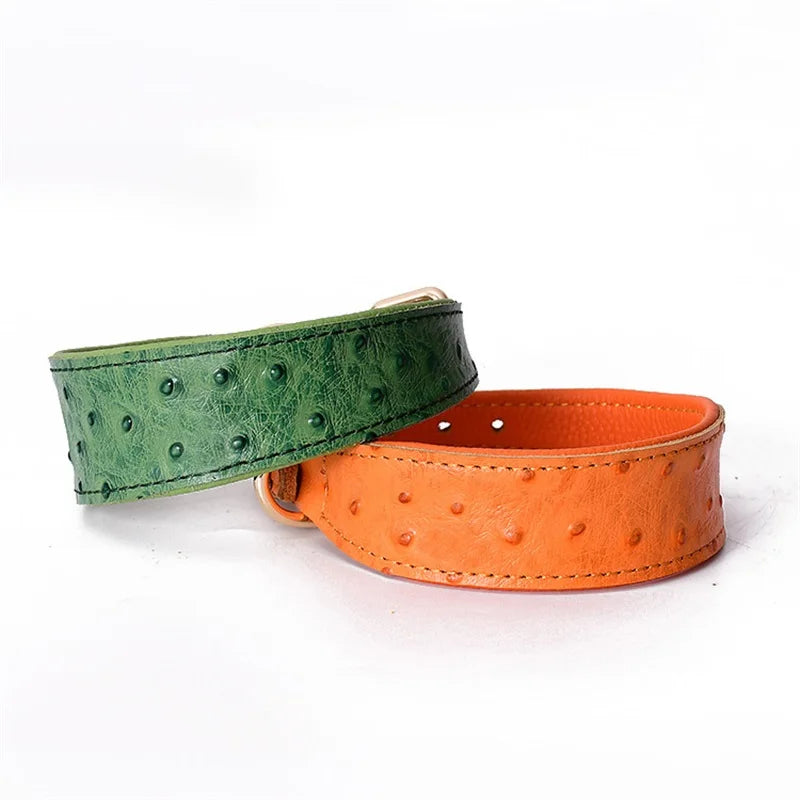 Leather Dog Collar Fashion Solid Color Ostrich Pattern Adjustable Pet Neck Ring Suitable For Small Large Dogs Kitten Puppy Items