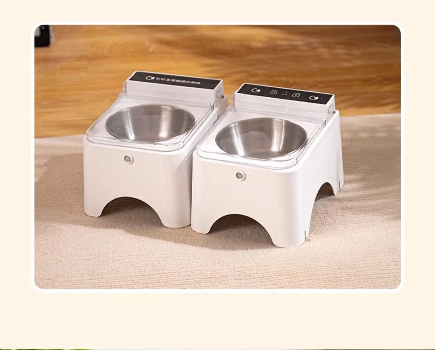 Smart Cat Bowl, Neck Protection, Ceramic Stainless Steel with Lid Cat Food Bowl, Infrared Sensor Auto Open Cover Smart Feeder