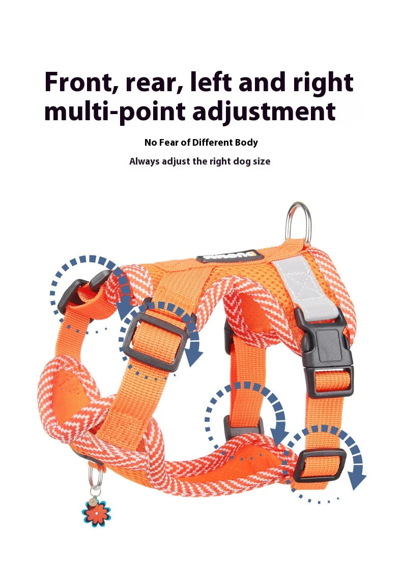 New Breathable Reflective Dog Harness Vest Easy To Wear Comfortable Adjustable Pet Harness for Small Medium Dogs
