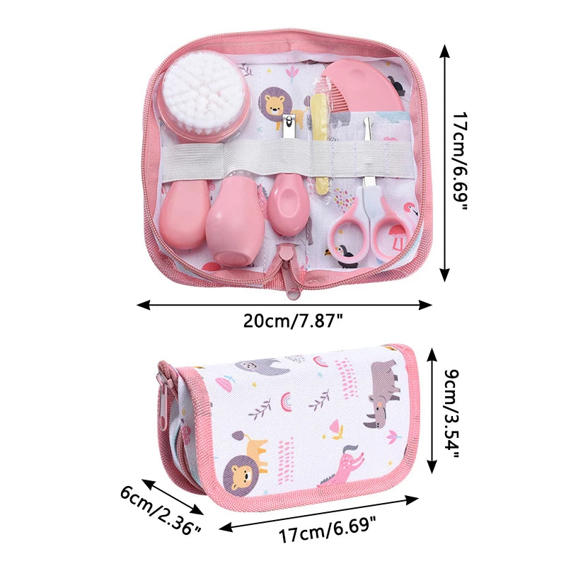6Pcs/set Newborn Baby Care Kit Cleaning Supplies Head Comb Brush Scissors Nasal Aspirator Nail Clipper Sharpener Tool Package