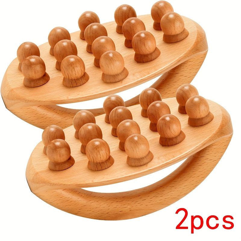 1/2pcs Massage Stick - Full Body Relaxation, Wooden Massage Tool for Back, Neck, Abandon, Hand, Leg, Waist, Relax Muscles tool After Exercise, Massager tool, Massage brush with 12 Smooth Beads