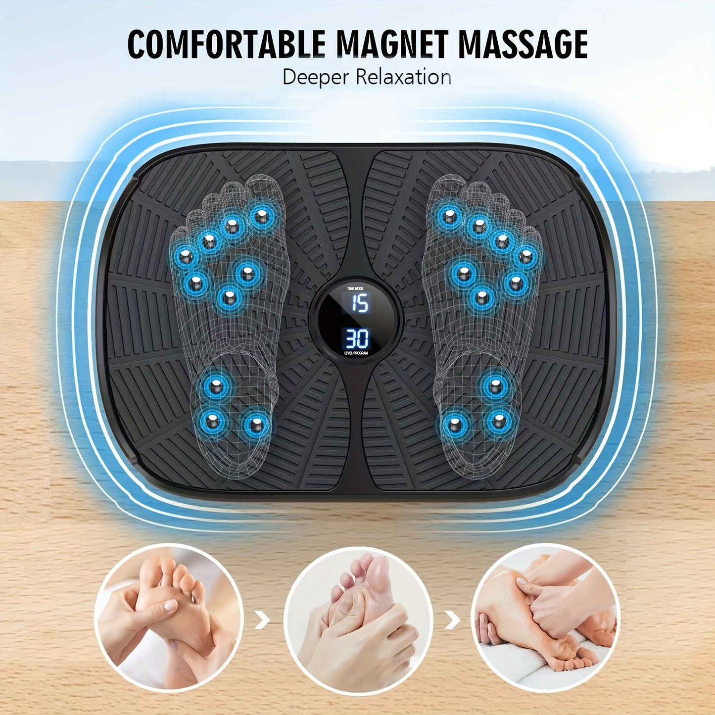 Vibration Plate Exercise Machine, Portable Full Body Vibration Platform, 9 Preset Mode & Auto Mode Fitness Board for Weight Loss Shaping, with Resistance Bands, 99 Levels