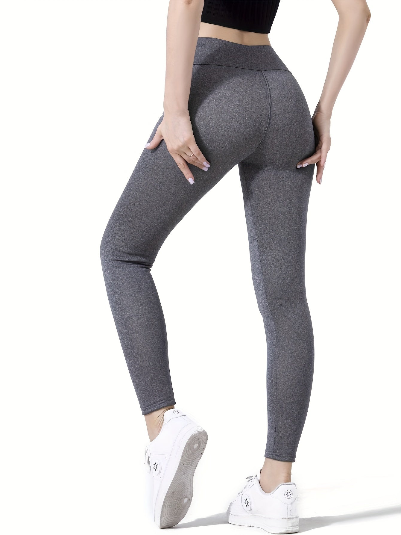 Women's Plush-Lined High Waist Yoga Pants, Thick, Warm, Soft Leggings For Outdoor Exercise - Perfect For Autumn And Winter