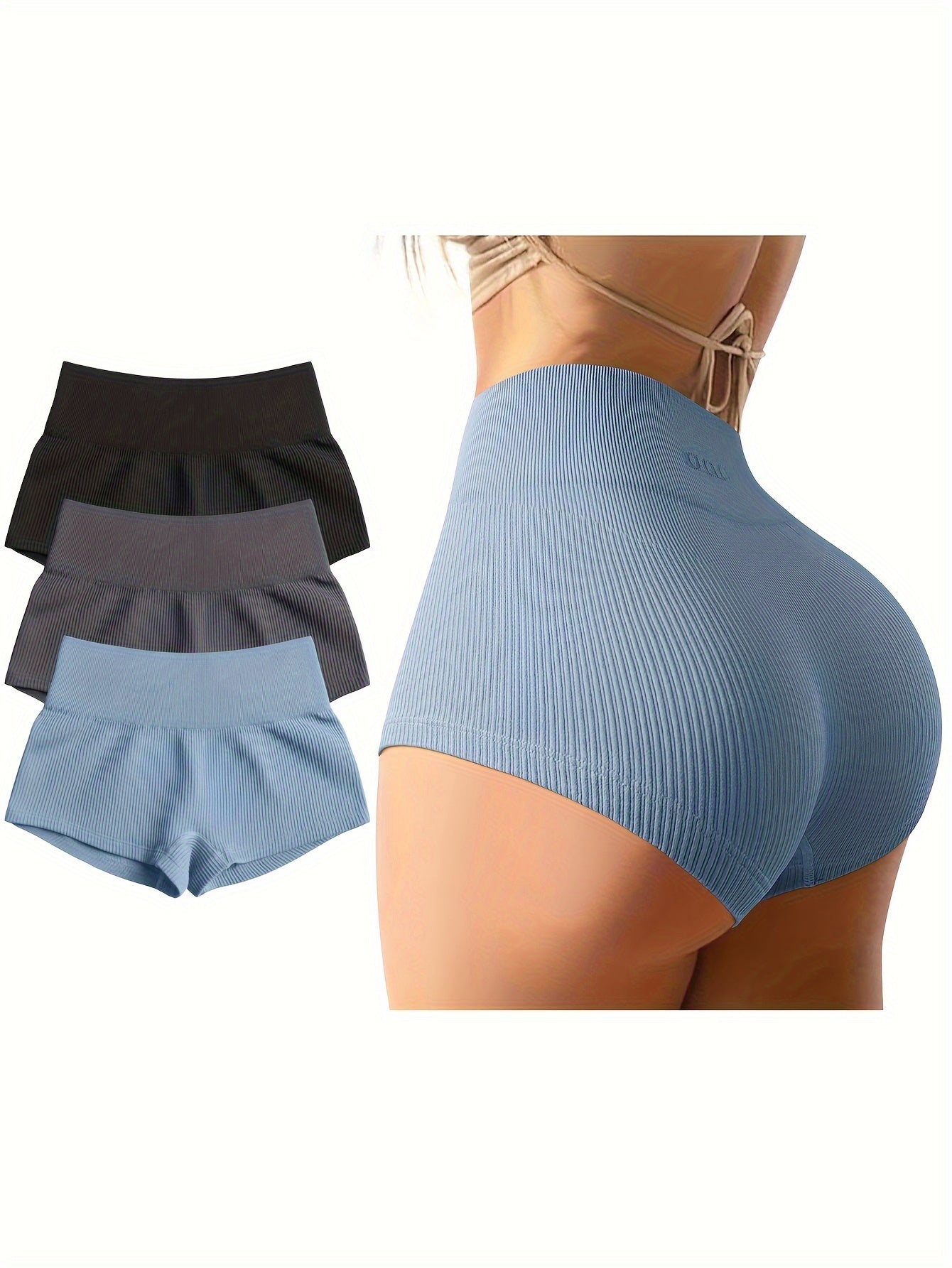 OQQ Women 3 Piece Yoga Shorts Sexy High Waist Booty Stretch Workout Exercise Hot Shorts