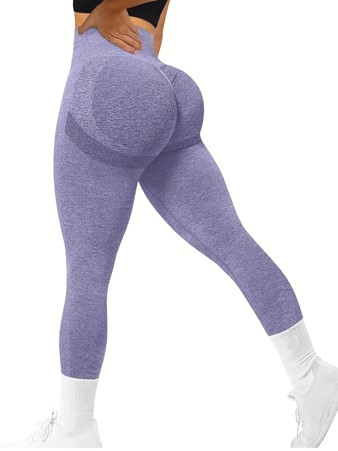Seamless High Waist Stretchy Sports Tight Pants, Solid Slimming Yoga Fitness Workout Gym Exercise Leggings, Women's Activewear