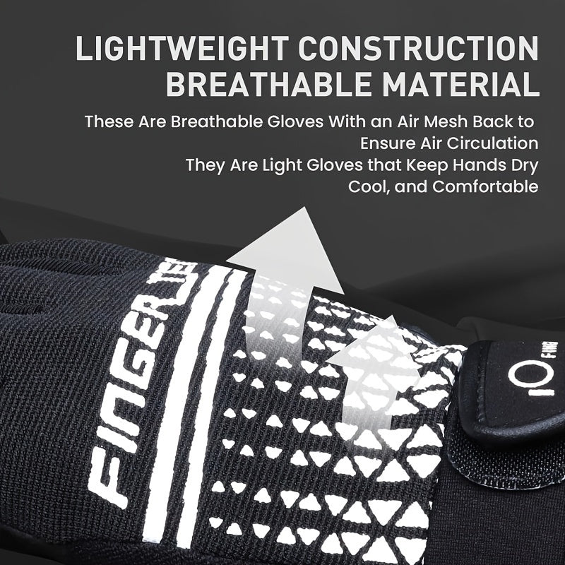 Full Finger Workout Gloves with Padding, Non Slip Extra Grip for Men Women - FINGER TEN Weight Lifting Touchscreen Gym Exercise Gloves for Cycling Climbing Hiking