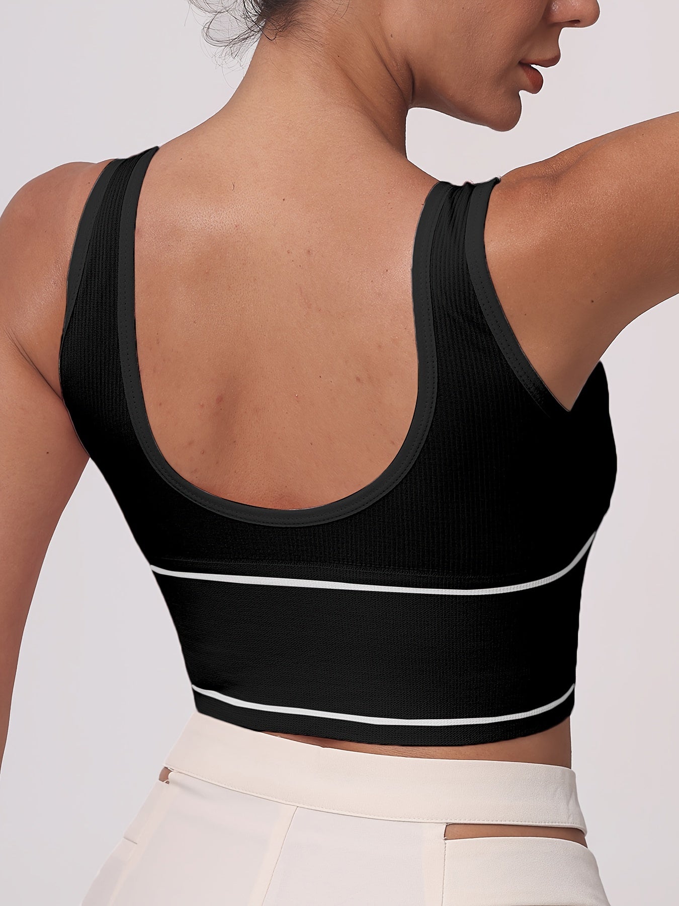 3-piece Set, No Steel Ring Stretch Exercise Fitness Bra, Spring And Autumn Style Running Casual Gym Yoga Underwear