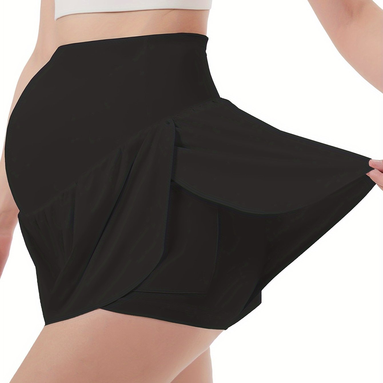 1 Piece Maternity Sport Flowy Shorts 2 in 1 Butterfly Abdominal Exercise with Pockets Pregnancy Shorts for Running