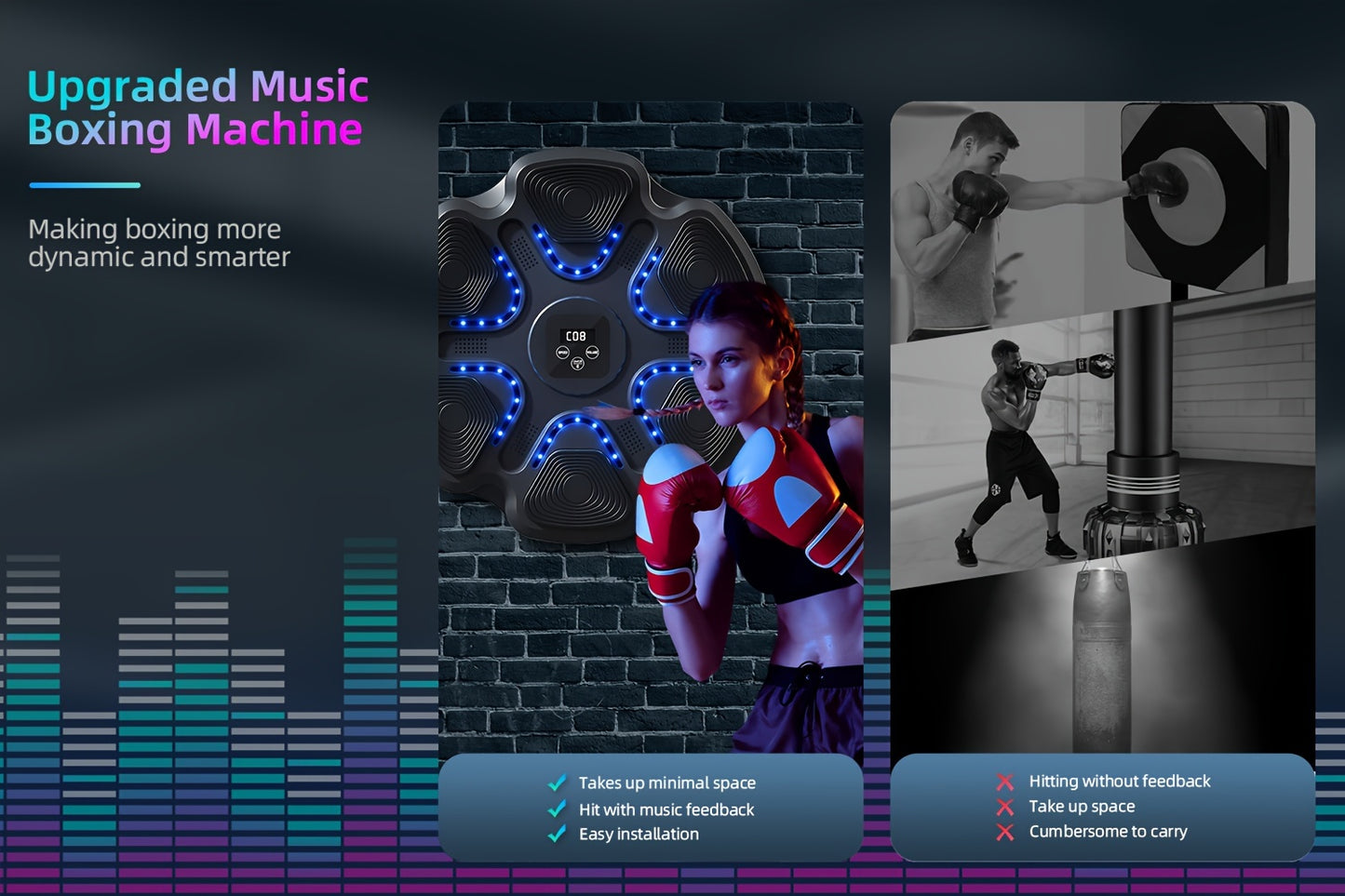 Music Boxing Machine - LOVEWE Wall Mounted Workout Equipment For Adults With Boxing Gloves - Home Boxing Target Machine