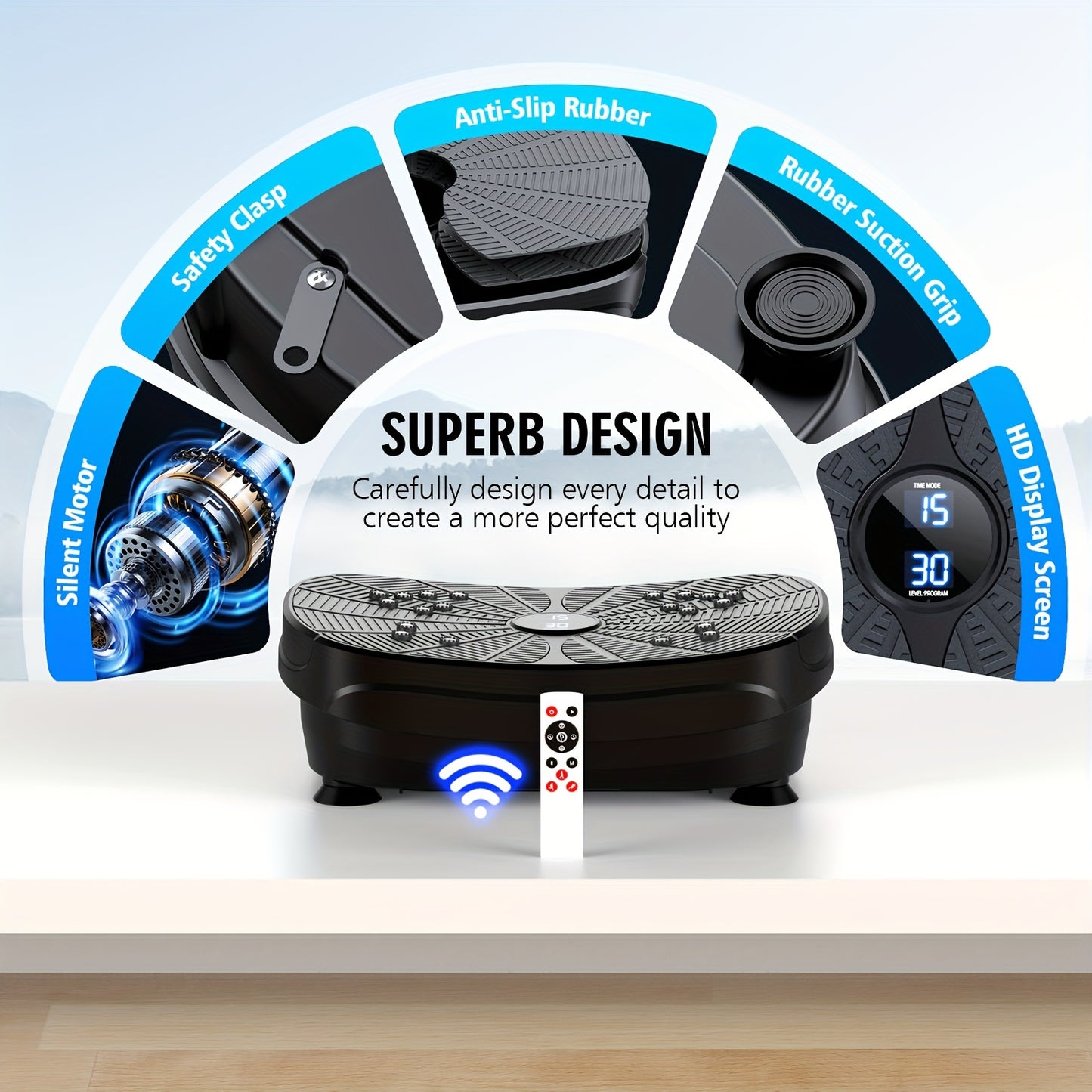 Vibration Plate Exercise Machine, Portable Full Body Vibration Platform, 9 Preset Mode & Auto Mode Fitness Board for Weight Loss Shaping, with Resistance Bands, 99 Levels
