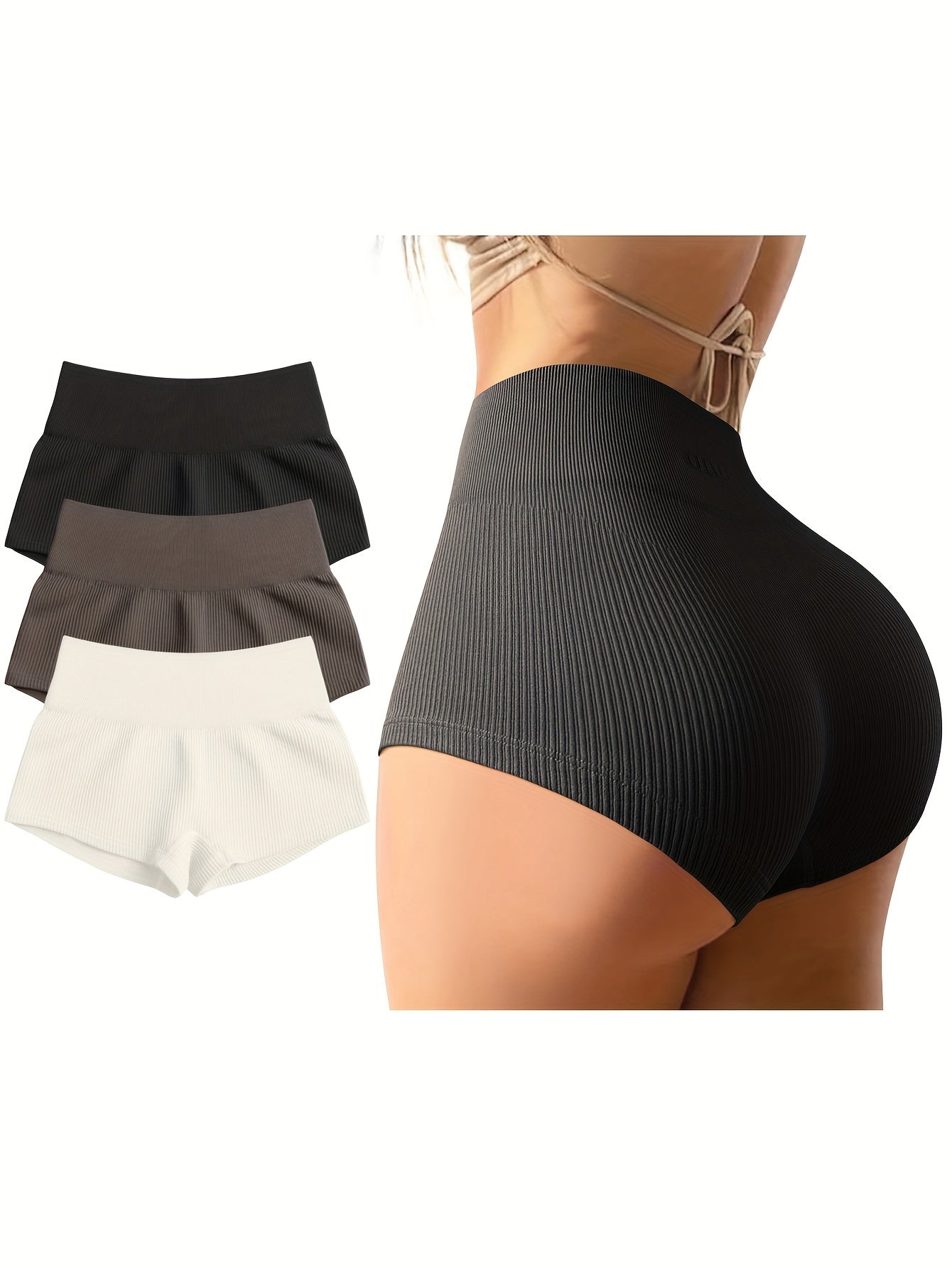 OQQ Women 3 Piece Yoga Shorts Sexy High Waist Booty Stretch Workout Exercise Hot Shorts
