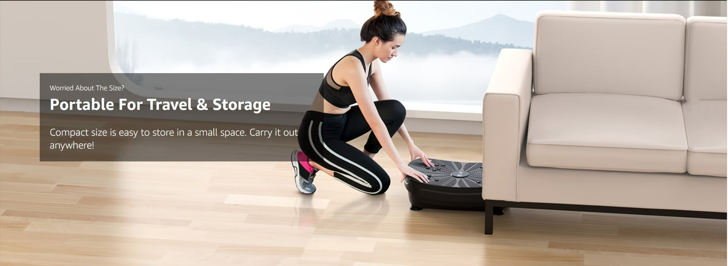 Vibration Plate Exercise Machine, Portable Full Body Vibration Platform, 9 Preset Mode & Auto Mode Fitness Board for Weight Loss Shaping, with Resistance Bands, 99 Levels