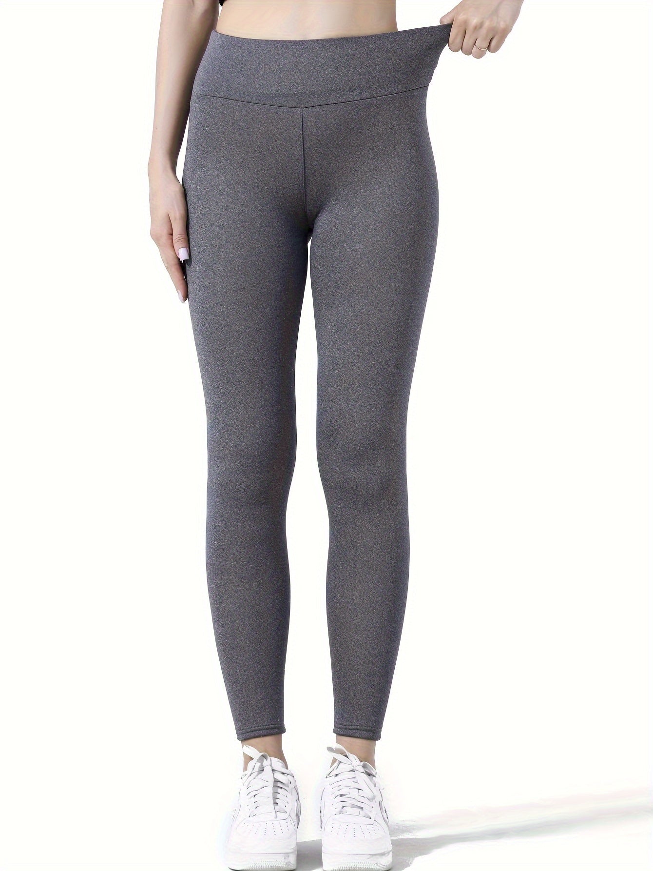Women's Plush-Lined High Waist Yoga Pants, Thick, Warm, Soft Leggings For Outdoor Exercise - Perfect For Autumn And Winter