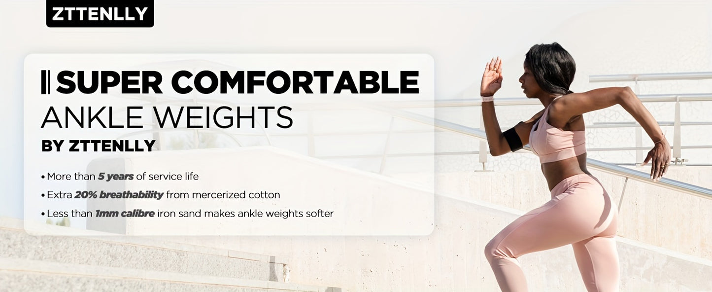 1 Pair Adjustable Ankle Weights, 5lbs/2.27kg Pair (2.5lbs/1.13kg Each) With Carry Bag - For Strength Training, Leg & Ankle Muscle Exercise