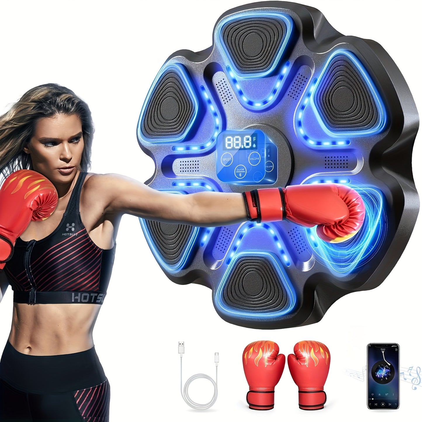 Music Boxing Machine - LOVEWE Wall Mounted Workout Equipment For Adults With Boxing Gloves - Home Boxing Target Machine