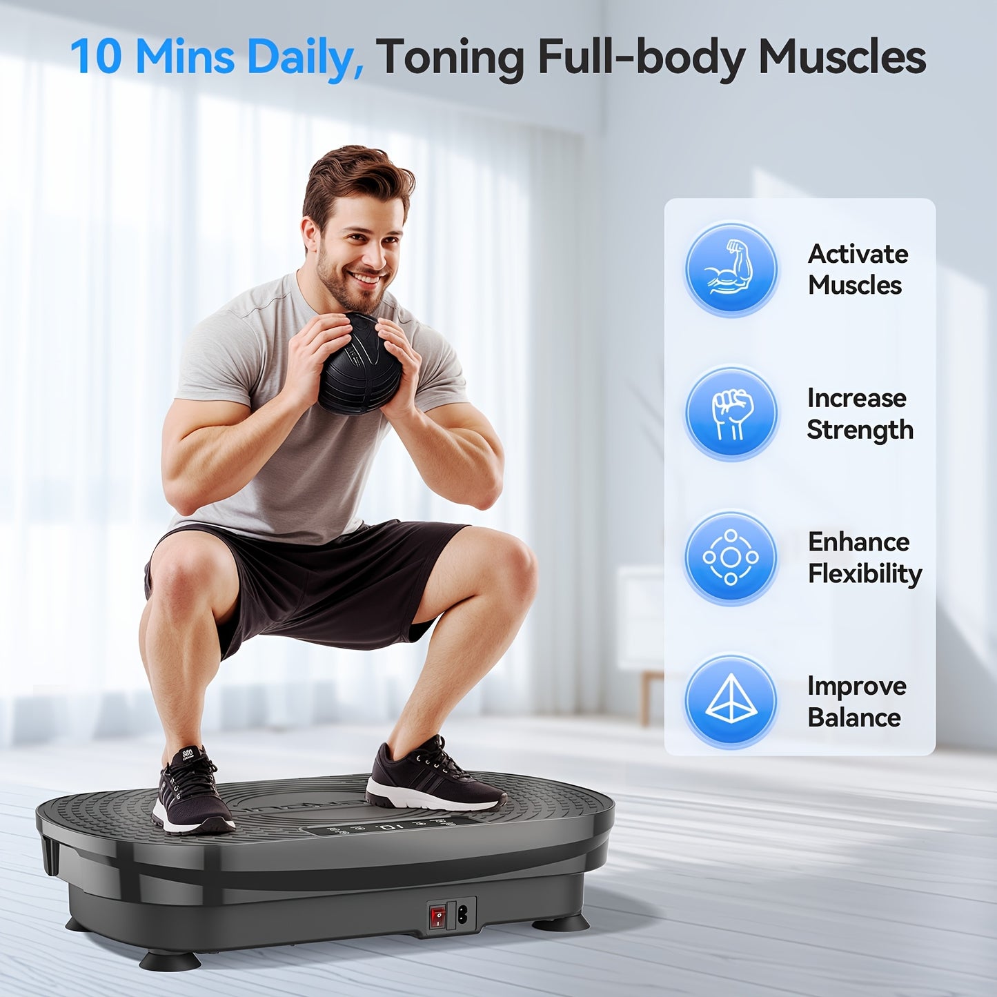 Fitness Pedel/ Vibration Plate Exercise Machine, Multiple Preset Modes Vibration Platform, Whole Body Workout Exercise Machine For Body Building, Quiet And Portable, Ideal Home Gym Workout Equipment, Perfect Gift, Without Bat