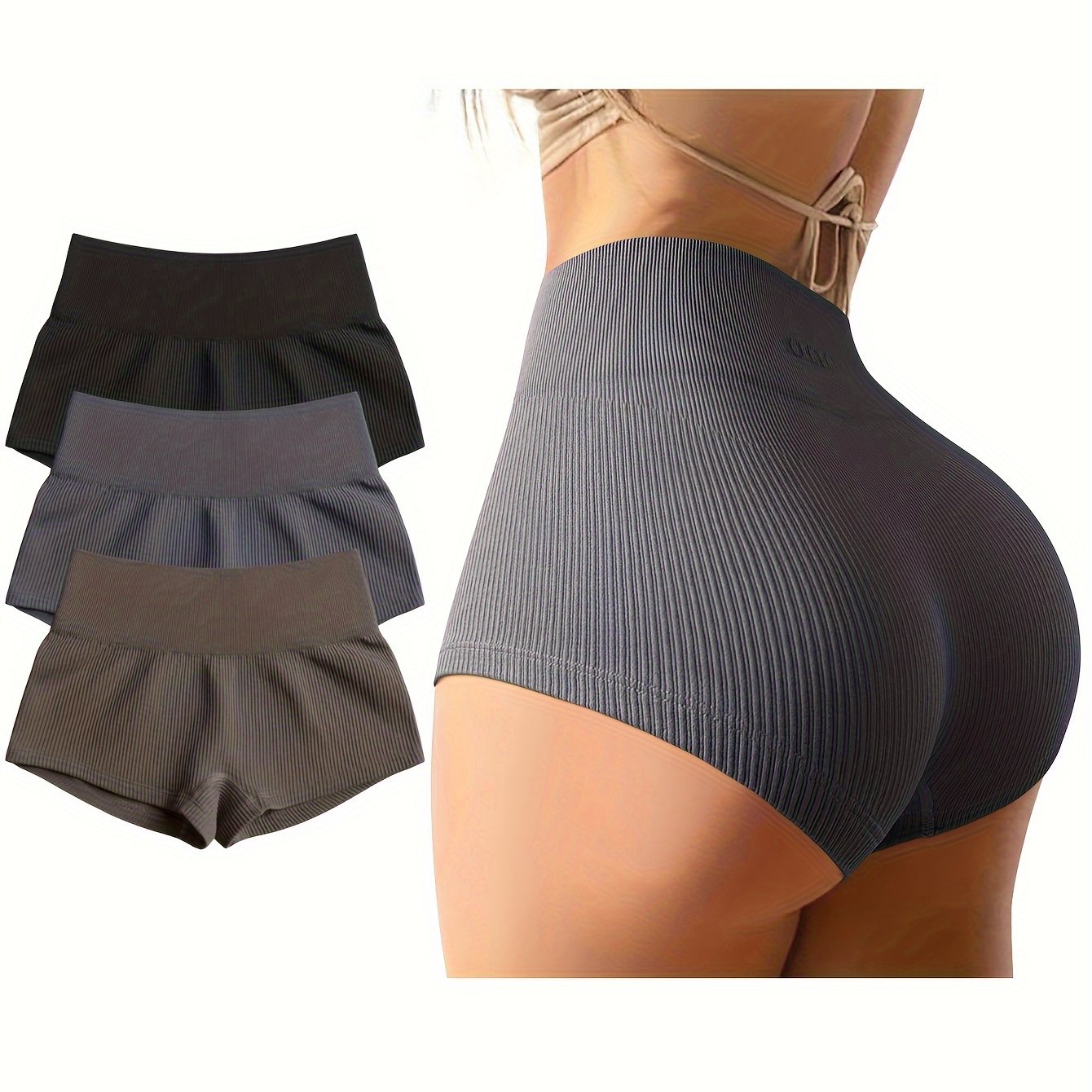 OQQ Women 3 Piece Yoga Shorts Sexy High Waist Booty Stretch Workout Exercise Hot Shorts