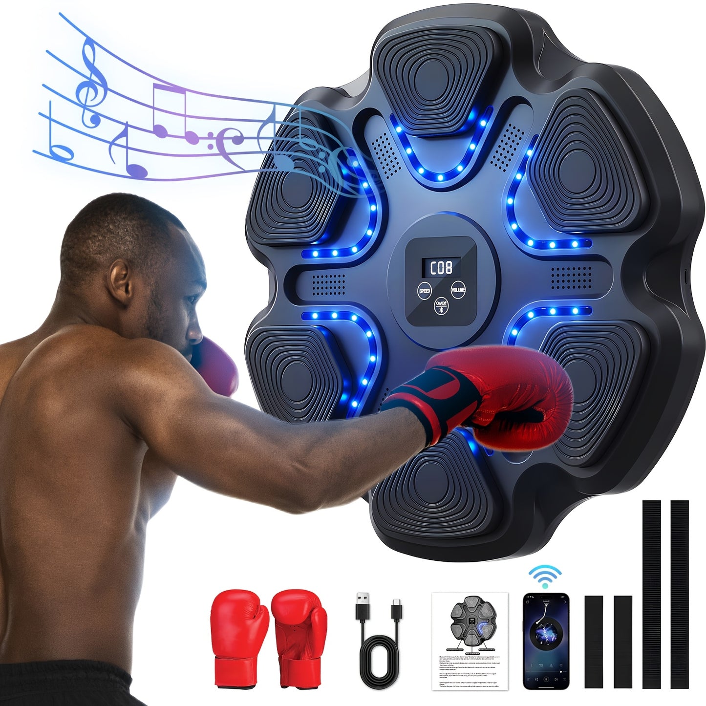 Music Boxing Machine - LOVEWE Wall Mounted Workout Equipment For Adults With Boxing Gloves - Home Boxing Target Machine