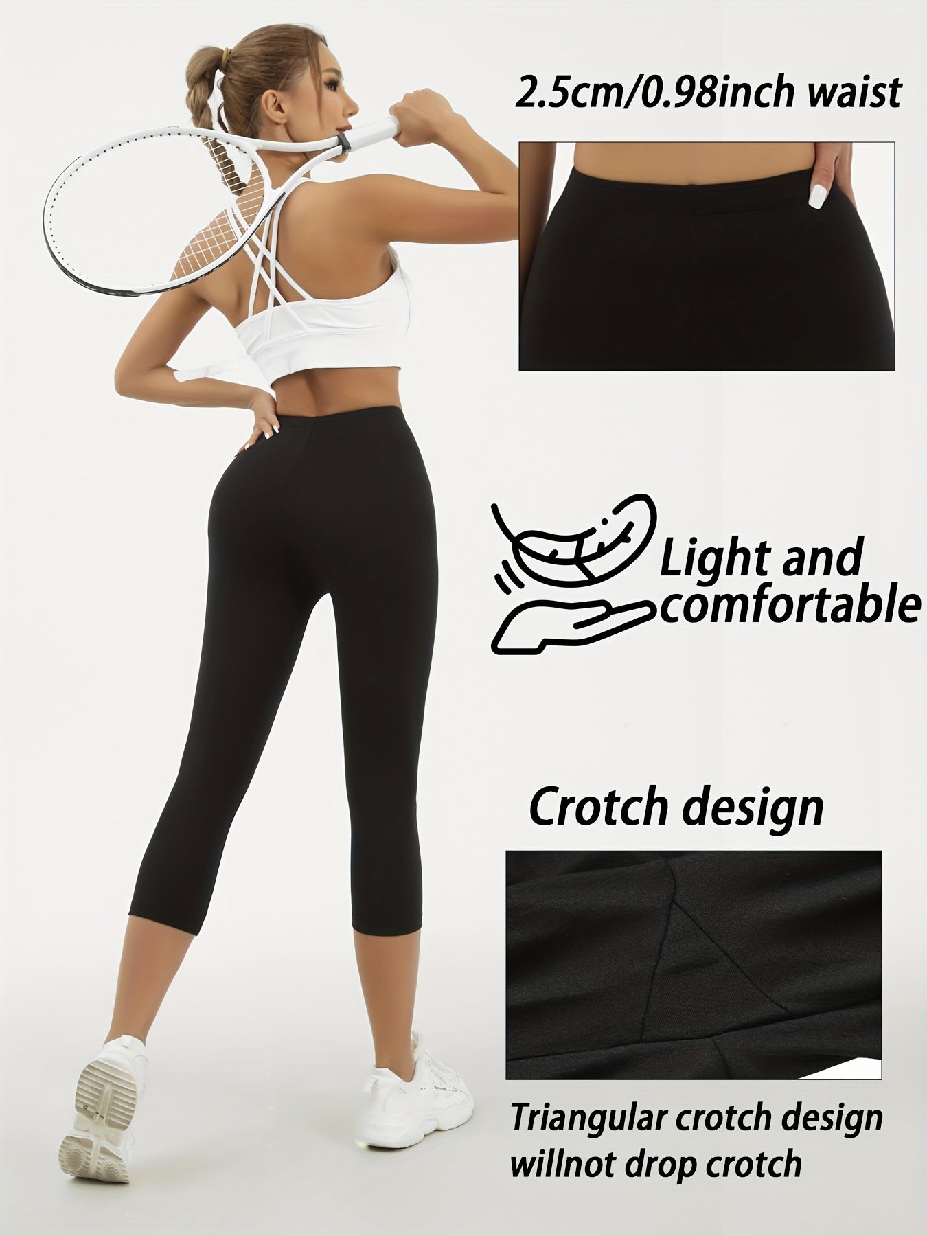 5-Pack Womens Capri Leggings - Ultra-Stretchy, Silky Smooth, Opaque Fabric for Maximum Comfort - Ideal for Fitness, Exercise, Running, Yoga, and Active Lifestyle with Endless Outfit Options